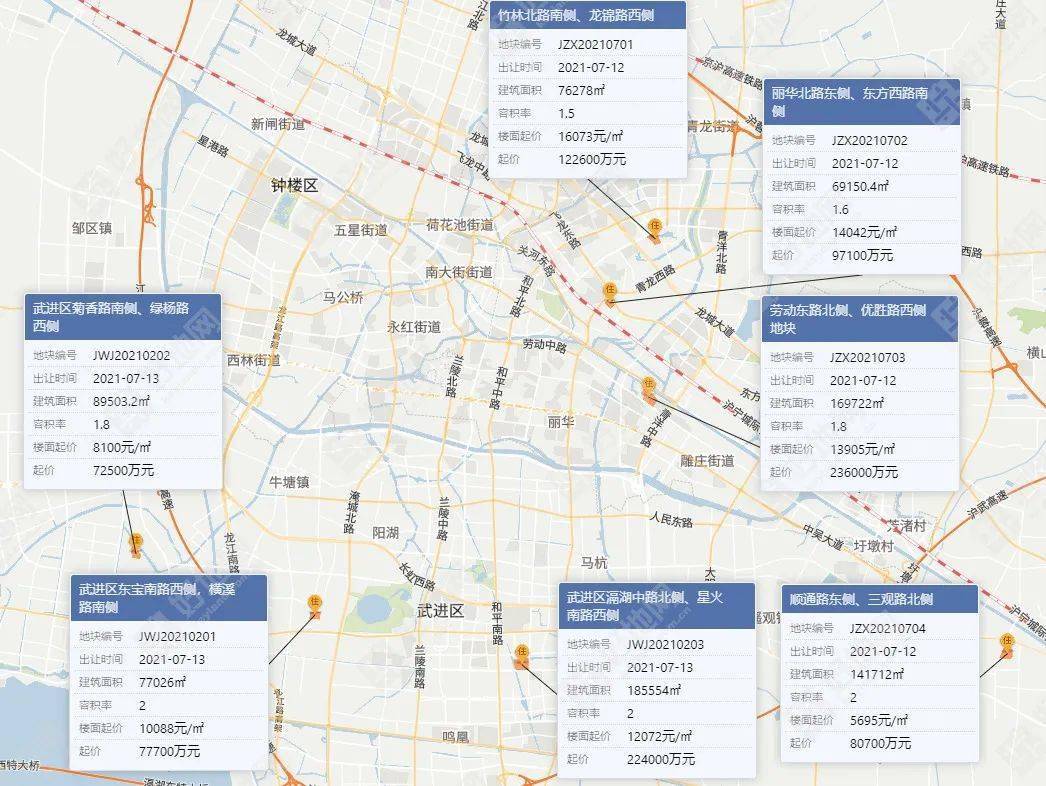 712-718）江苏土地出让预告：17宗地总起价2073亿常州、南通集中推地